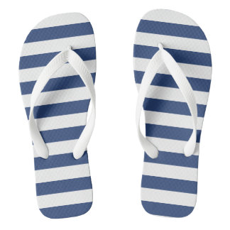 White and Navy Blue Stripes Jandals