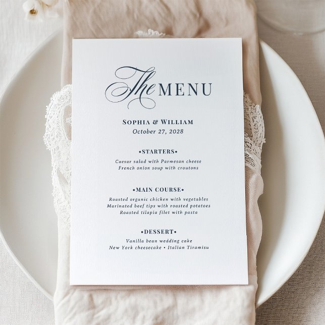 White and Navy Blue Wedding | Classic Luxe Menu (Creator Uploaded)