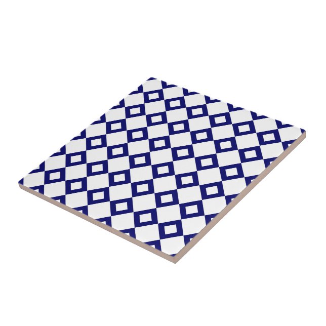 White and Navy Diamond Pattern Tile (Side)
