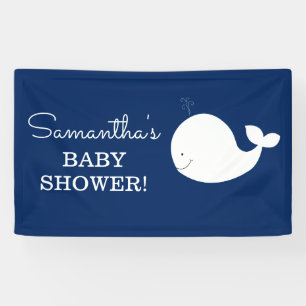 White and Navy Whale Banner   TWO TEXT LINES