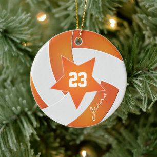 White and Orange All Star Volleyball Ceramic Tree Decoration
