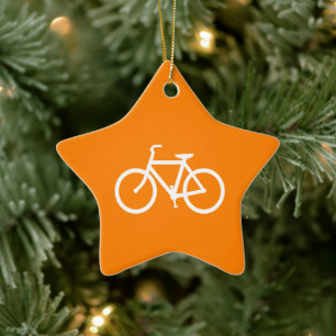 White and Orange Bike Ceramic Tree Decoration
