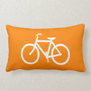 White and Orange Bike Lumbar Cushion