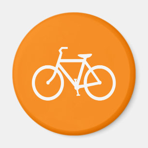 White and Orange Bike Magnet