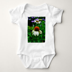 White and Orange ConeFlowers Baby Bodysuit