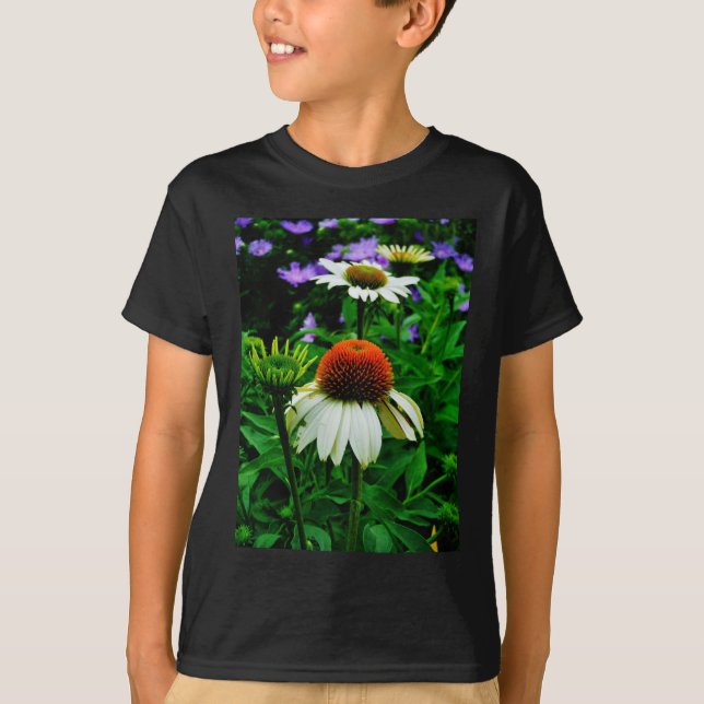 White and Orange ConeFlowers T-Shirt (Front)