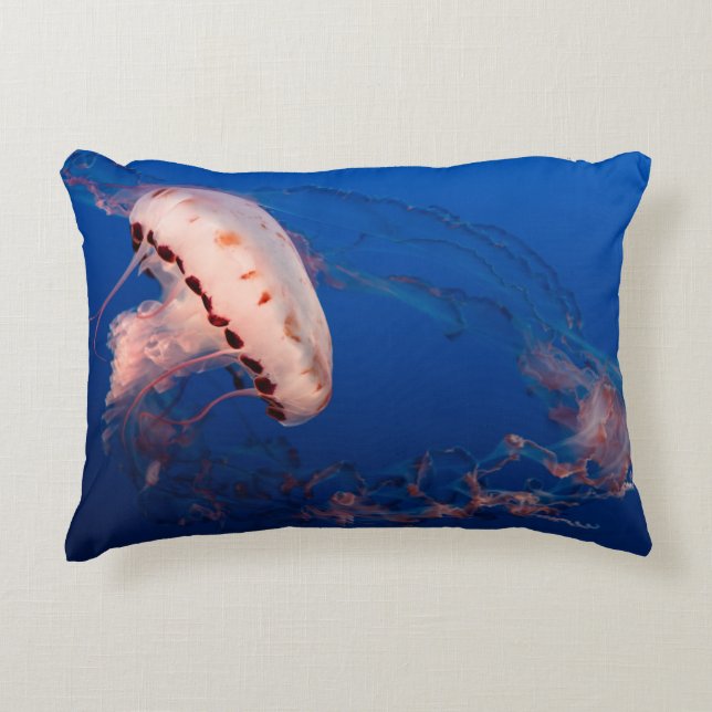 WHITE AND ORANGE JELLYFISH DECORATIVE CUSHION (Front)