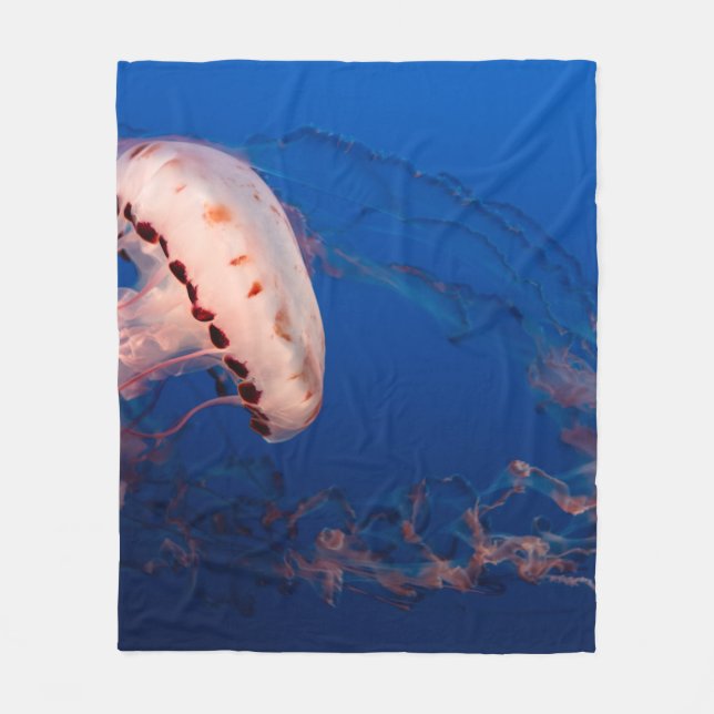 WHITE AND ORANGE JELLYFISH FLEECE BLANKET (Front)