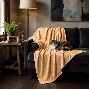 white and orange Musical  Fleece Blanket