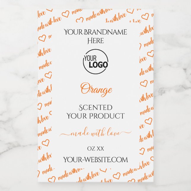 White and Orange Word Cloud Product Labels Logo (Single Label)