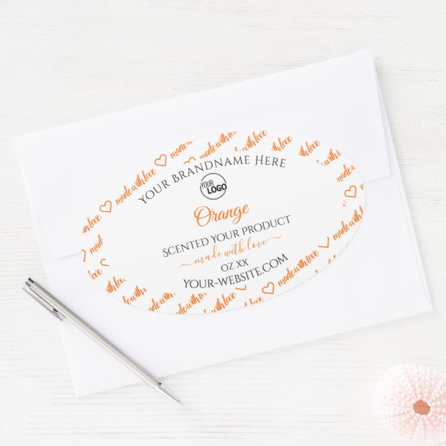 White and Orange Word Cloud Product Labels Logo (Envelope)