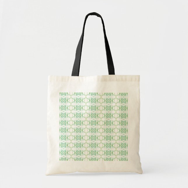 White and Pale Green Flower Pattern. Tote Bag (Front)