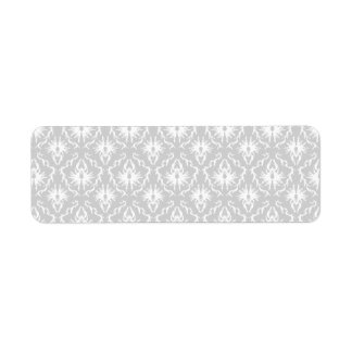 White and Pastel Grey Damask Design.