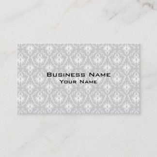 White and Pastel Grey Damask Design. Business Card