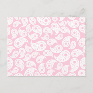 White and Pastel Pink Paisley. Postcard