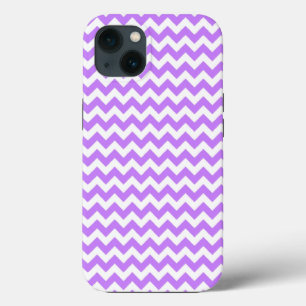 White and Pastel Purple Zig Zag Chevron iPhone 13 Case