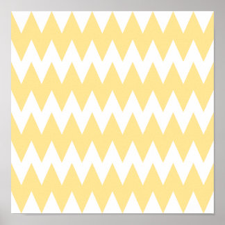 White and Pastel Yellow Zigzags. Poster