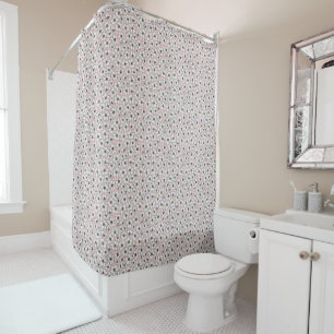 White And Pink Boho Floral Pattern  Shower Curtain