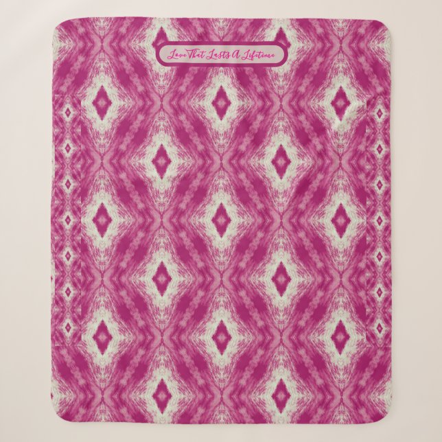 White and Pink Cairo Pattern Sherpa Blanket (Front)