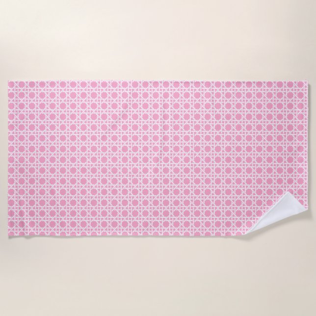White and Pink Cane Webbing Beach Towel (Front)