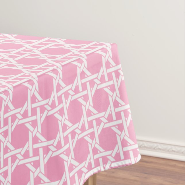 White and Pink Cane Webbing Tablecloth (In Situ)