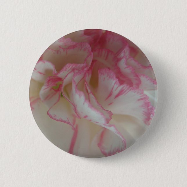 White and Pink Carnation Flower Button (Front)
