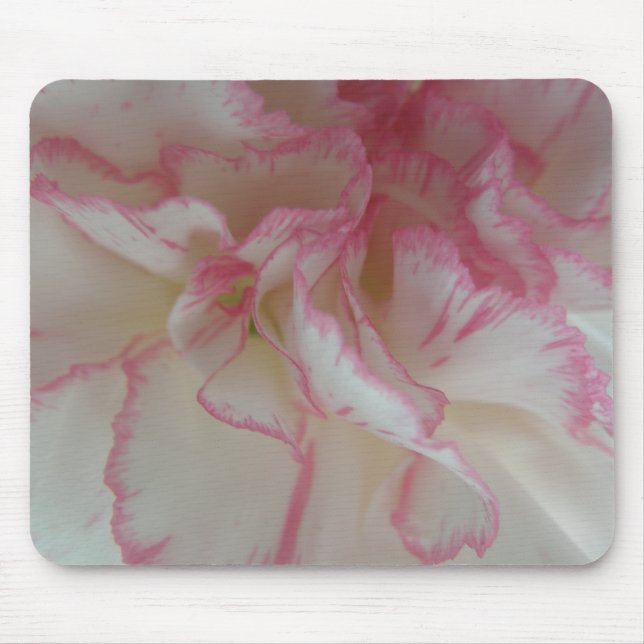 White and Pink Carnation Mousepad (Front)