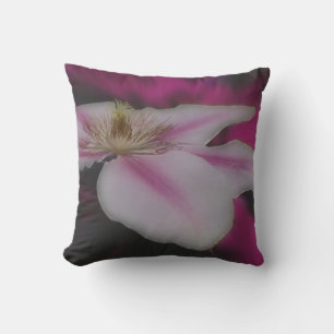 White And Pink Clematis Flower Cushion
