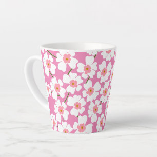White and Pink Fantasy Flower Power   Latte Mug