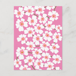 White and Pink Fantasy Flower Power  Postcard