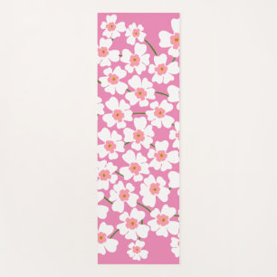 White and Pink Fantasy Flower Power   Yoga Mat