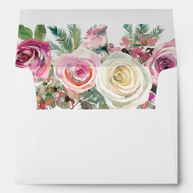 White and Pink Floral Rose All Occasion Envelope (Back (Bottom))