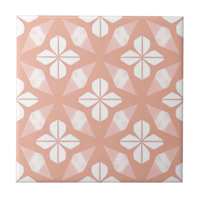 White and pink floral tile (Front)
