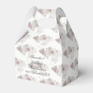 White and pink floral wedding bouquet favour box