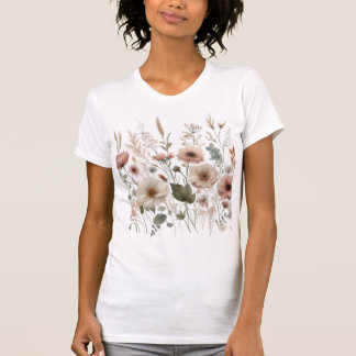 White and pink floral wildflowers T-Shirt