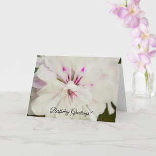 White and Pink Flower Floral Birthday Card