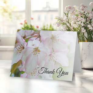 White and Pink Flowers Funeral Sympathy Thank You Card