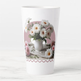 White and Pink Flowers Latte Mug