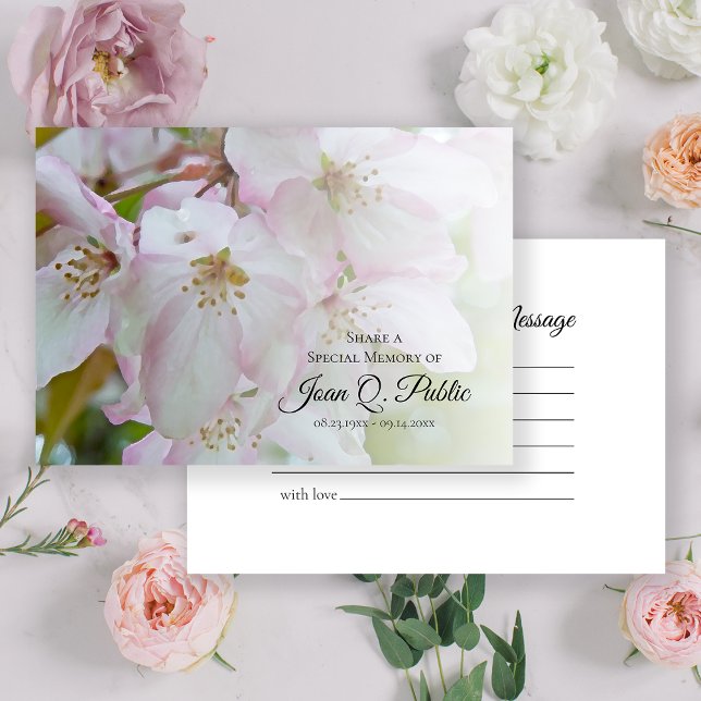 White and Pink Flowers Share a Memory Funeral  Card (Creator Uploaded)
