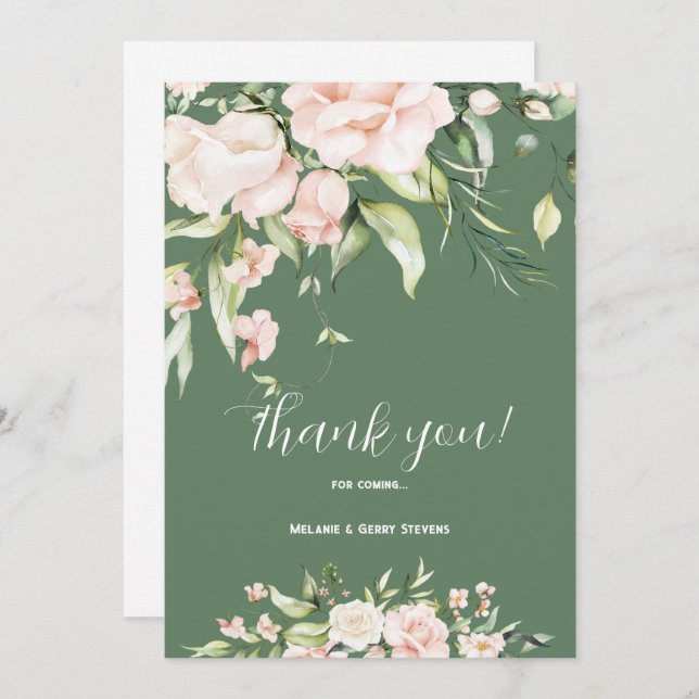 White and pink flowers Thank You Card (Front/Back)