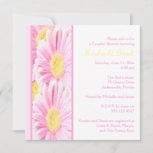 White and Pink Gerberas Couples Shower Invitation