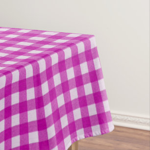 White and Pink Gingham Pattern Cotton Chequered Tablecloth