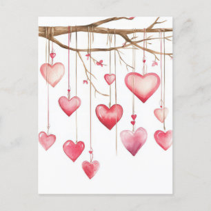 white and pink Hearts Valentine's Greeting Postcard