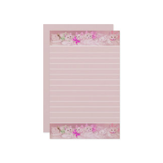 White and Pink Kittens Personal Stationery