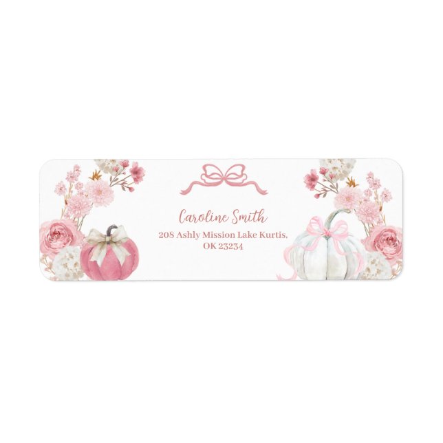 White and Pink Little Pumpkin Address Label (Front)