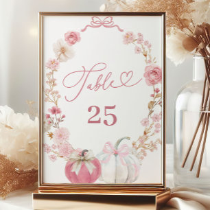 White and Pink Little Pumpkin Table Number