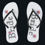 White and Pink Lotus Flower Bride's Jandals<br><div class="desc">It is White and Pink Lotus Flower Bride's Fun,  custom wedding flip flops.</div>