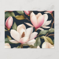 White And Pink Magnolia Flowers Pattern
