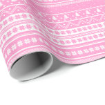 White And Pink Nordic Sweater Christmas Pattern Wrapping Paper<br><div class="desc">Classic northern Christmas sweater winter pattern,  with snowflakes and Christmas trees. Nordic xmas winter pattern in pink and white. Pink Christmas wrapping paper</div>