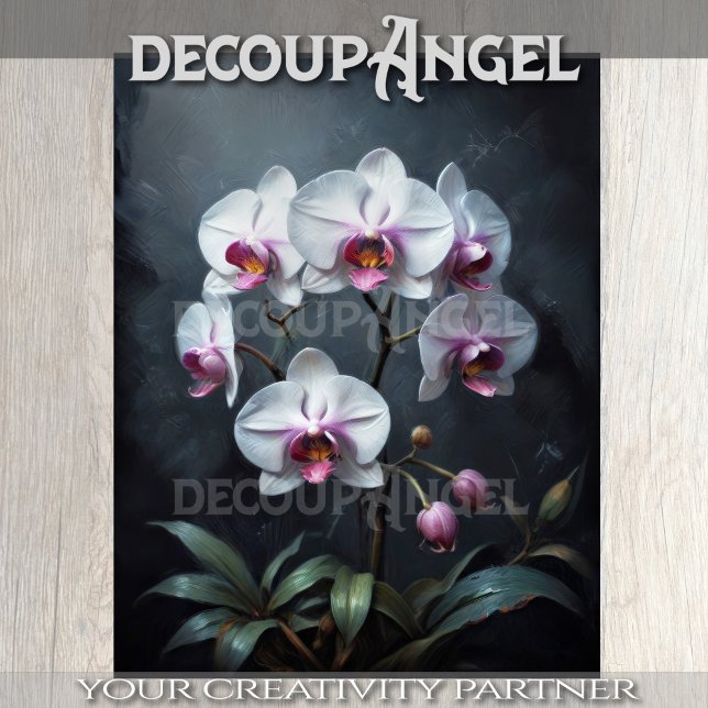 White and Pink Orchids Decoupage Tissue Paper (Creator Uploaded)
